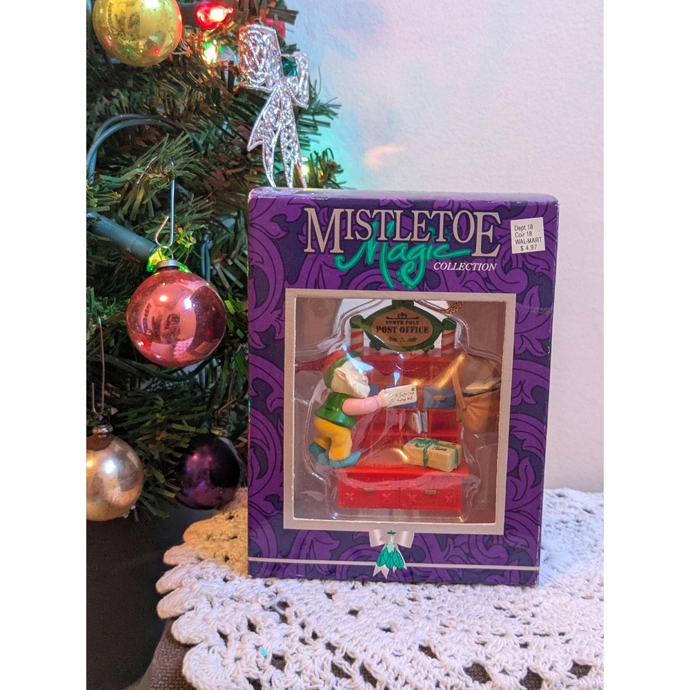 Vintage Mistletoe Magic North Pole Post Office Christmas Ornament Boxed Holiday